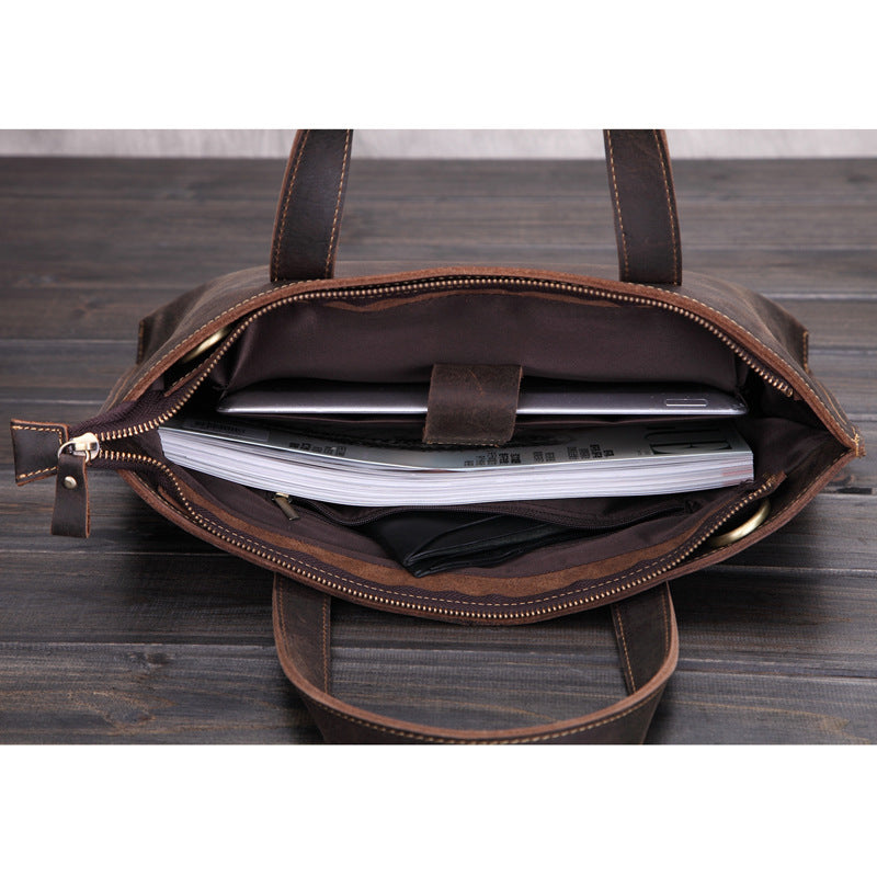 crazy horse leather business leather briefcase cowhide messenger bag