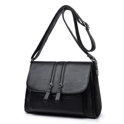 crossbody womens soft leather middle aged mother bag