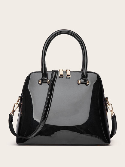 womens shiny tote shoulder messenger bag