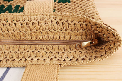 large capacity business commute shoulder minority all match straw bag