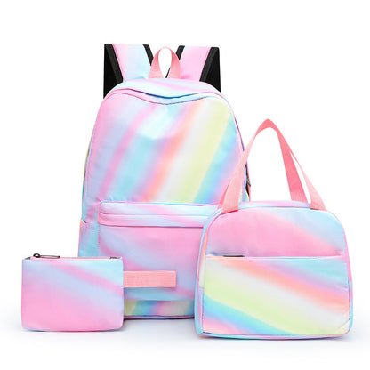 three piece girl starry sky graffiti printing primary school student schoolbag lightweight waterproof backpack