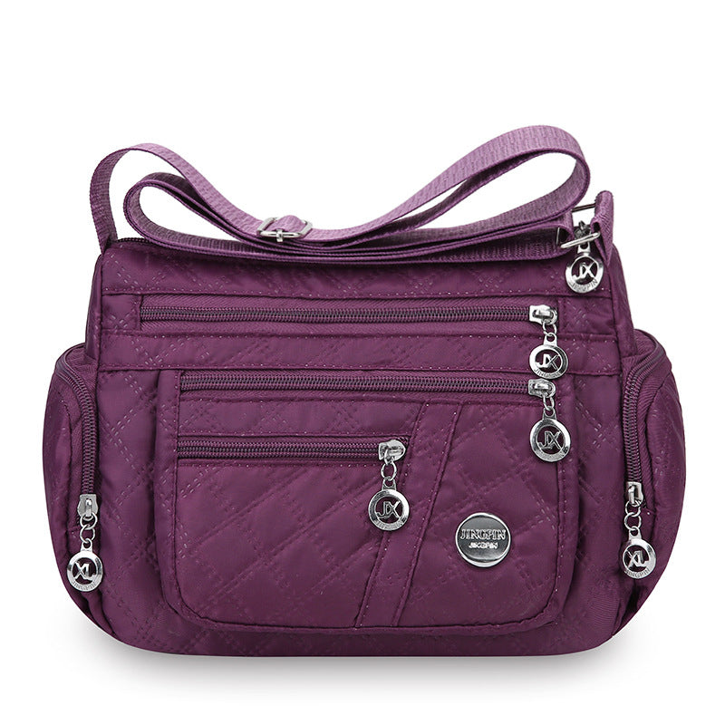 Large-Capacity Quilted Embroidery Thread Simple Shoulder Bag With Three-Layer Storage