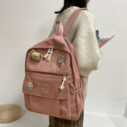 high school and college student corduroy all match corduroy backpack