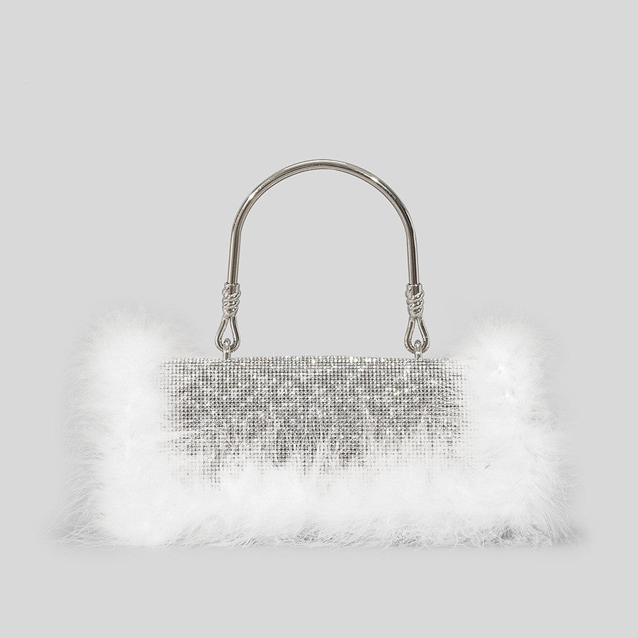 new mink fur with diamonds dinner bag