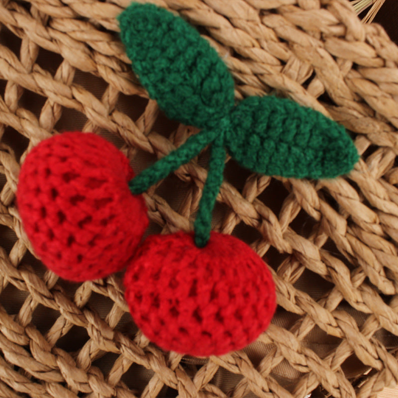 cherry paper rope woven cute vacation beach bag