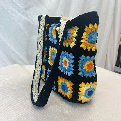 New Wool Crocheted Creative Hand Weaving Three-dimensional Flower Shoulder Bag