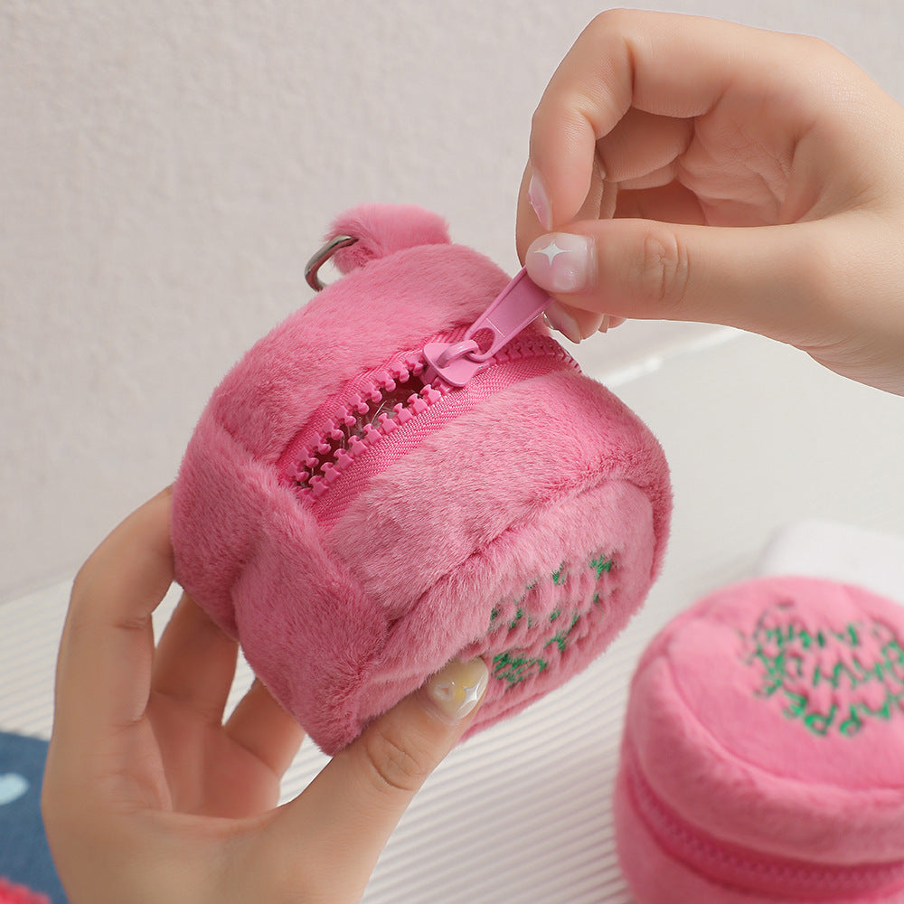 simple mini plush cosmetic bag women