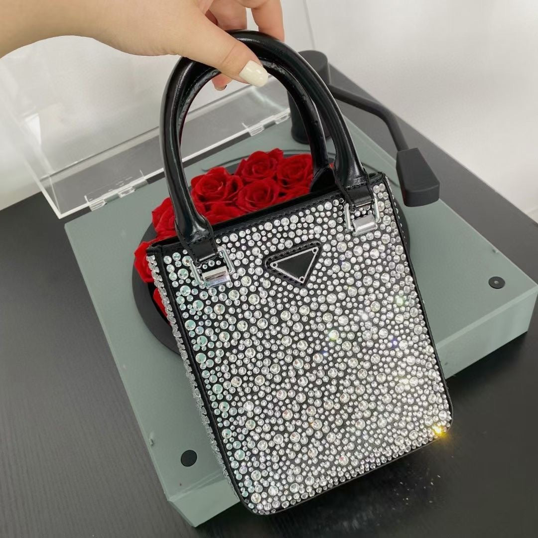 womens high end diamond studded one shoulder rhinestone bag