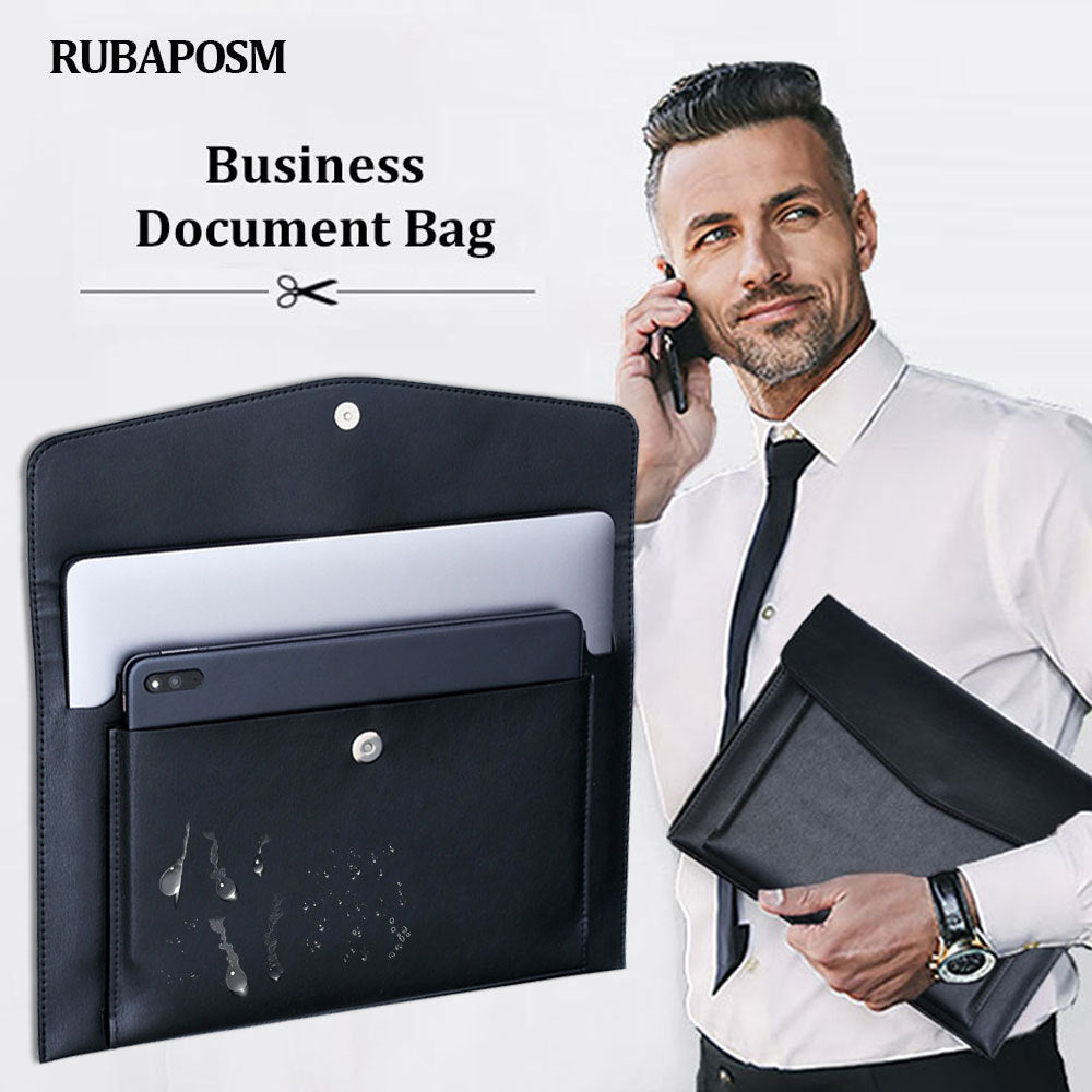 a4 file bag contains large capacity double layer leather protective sleeve