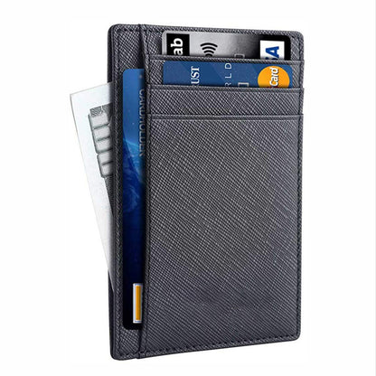 mens genuine leather anti theft swiping card holder