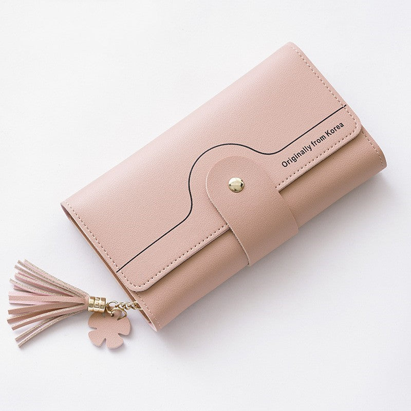 geometric alphabet buckle clutch tassel petal long ladies wallet