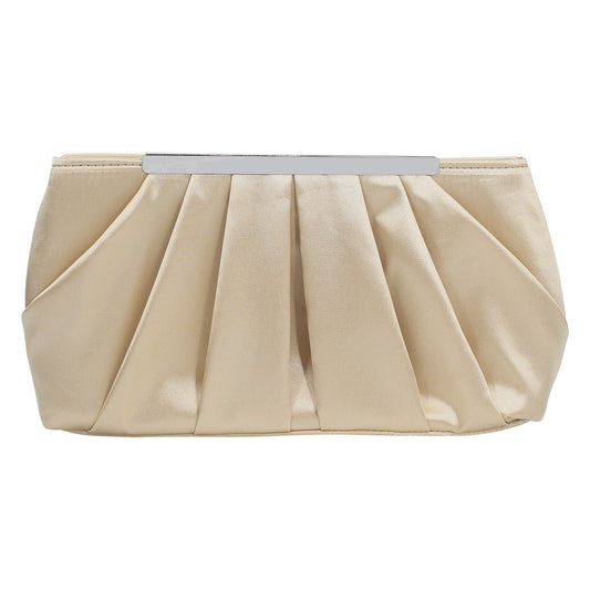 ladies pleated satin dinner clutch bag