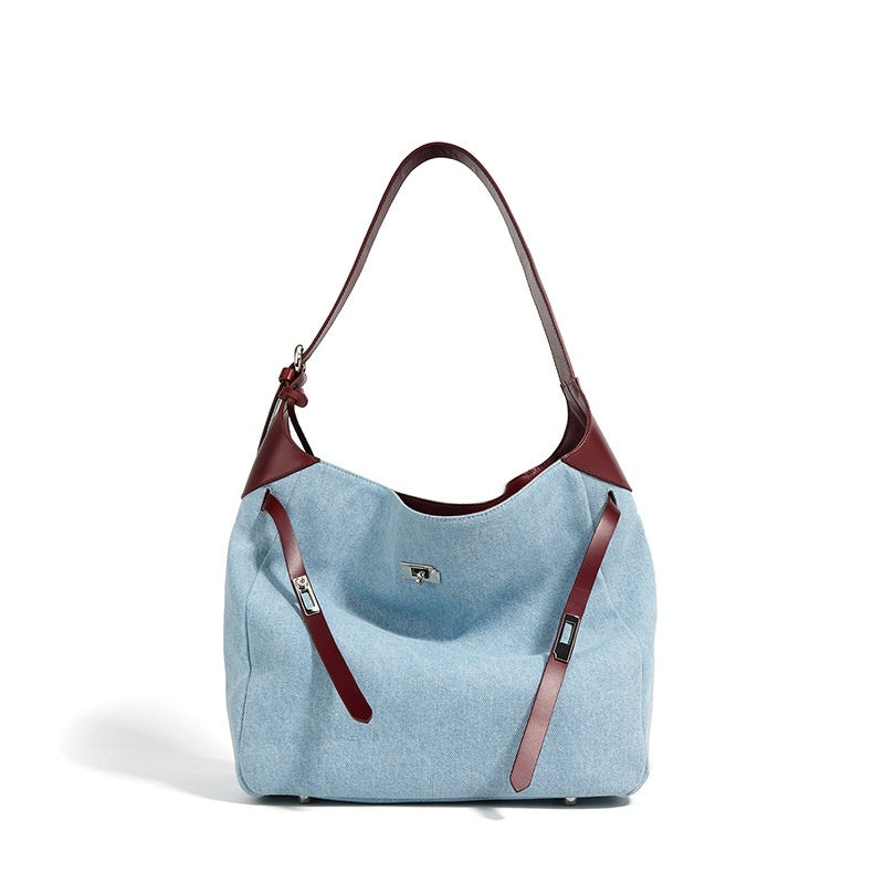 top-layer-cowhide-with-denim-fashion-all-match-large-capacity-shoulder-tote-bag