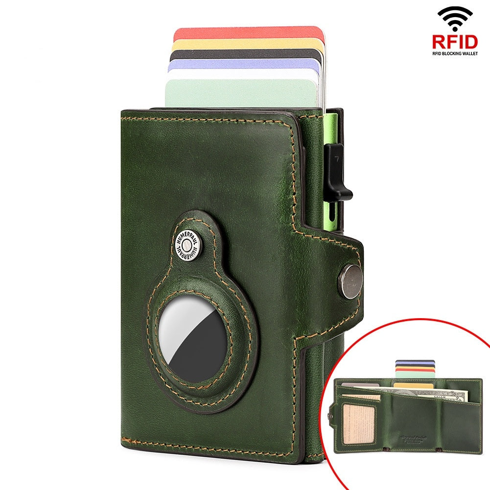 anti lost first layer cowhide rfid anti magnetic automatic