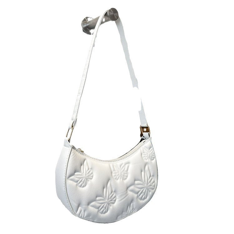 womens solid color love embroidered shoulder bag