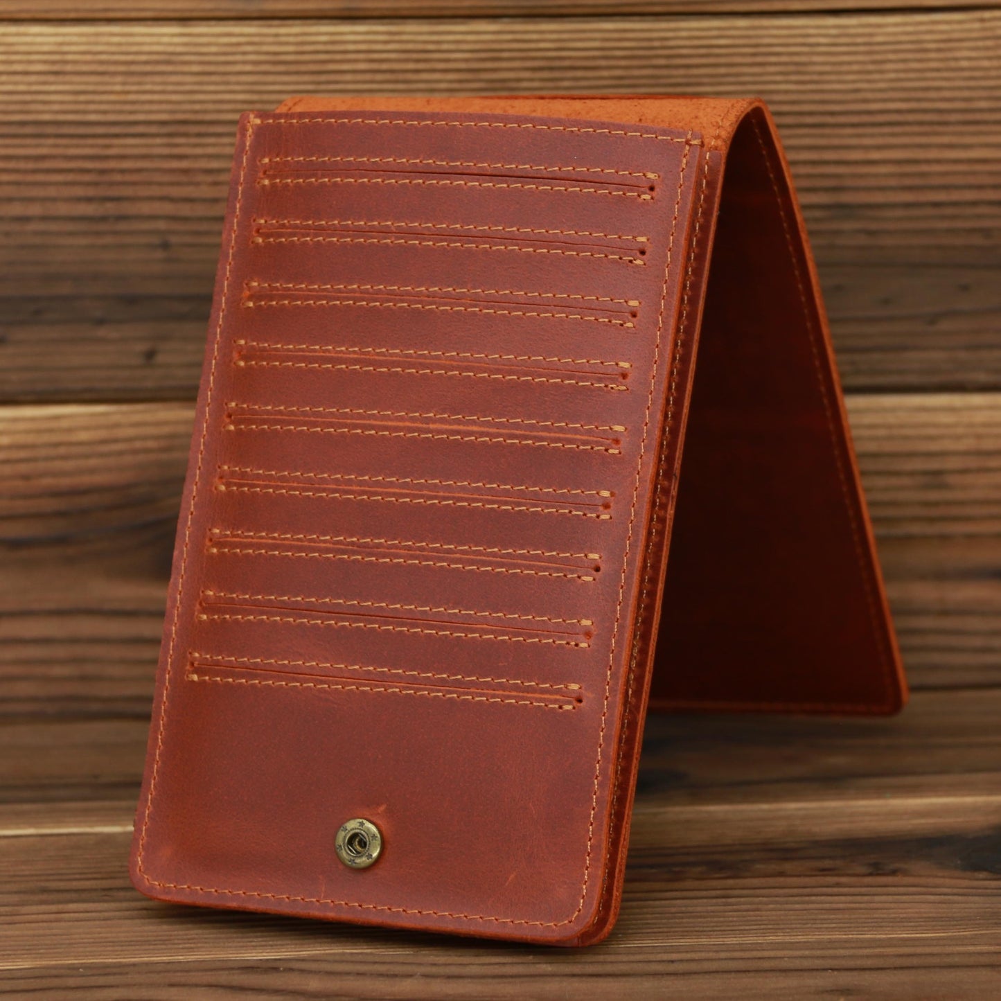 mens simple leather long phone bag