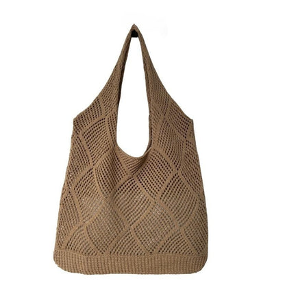 womens fashion hollowed out shoulder woven bag