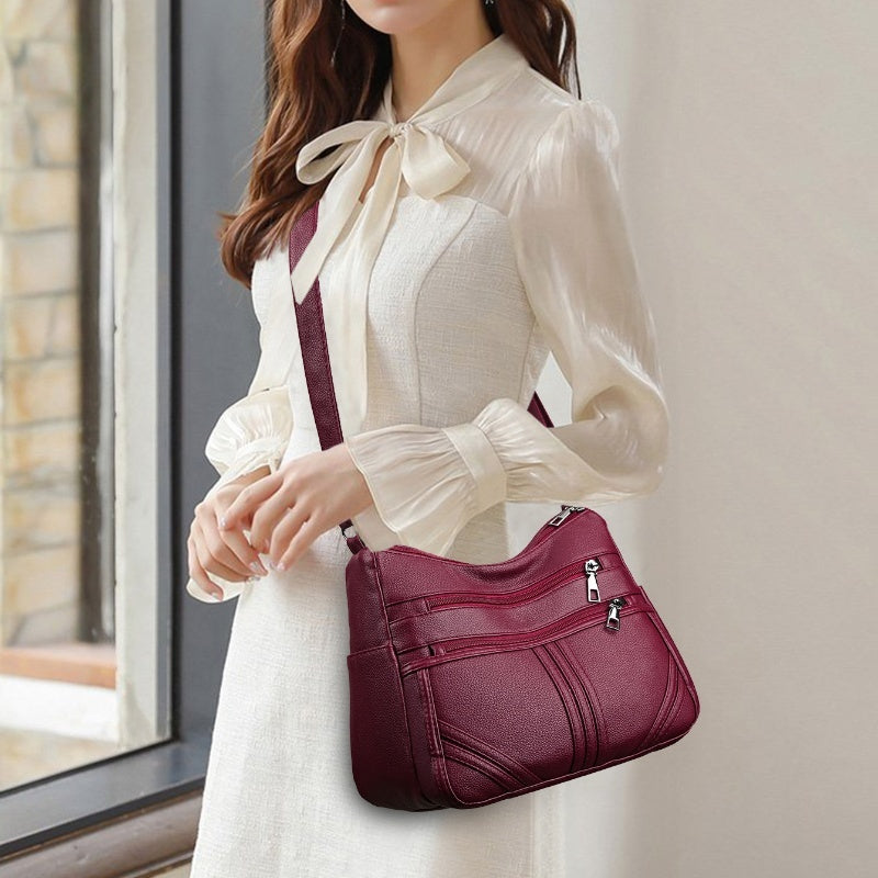 new soft leather textured crossbody bag for middle aged people women