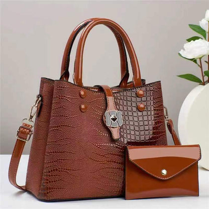 womens fashion large capacity soft leather crocodile pattern casual bag