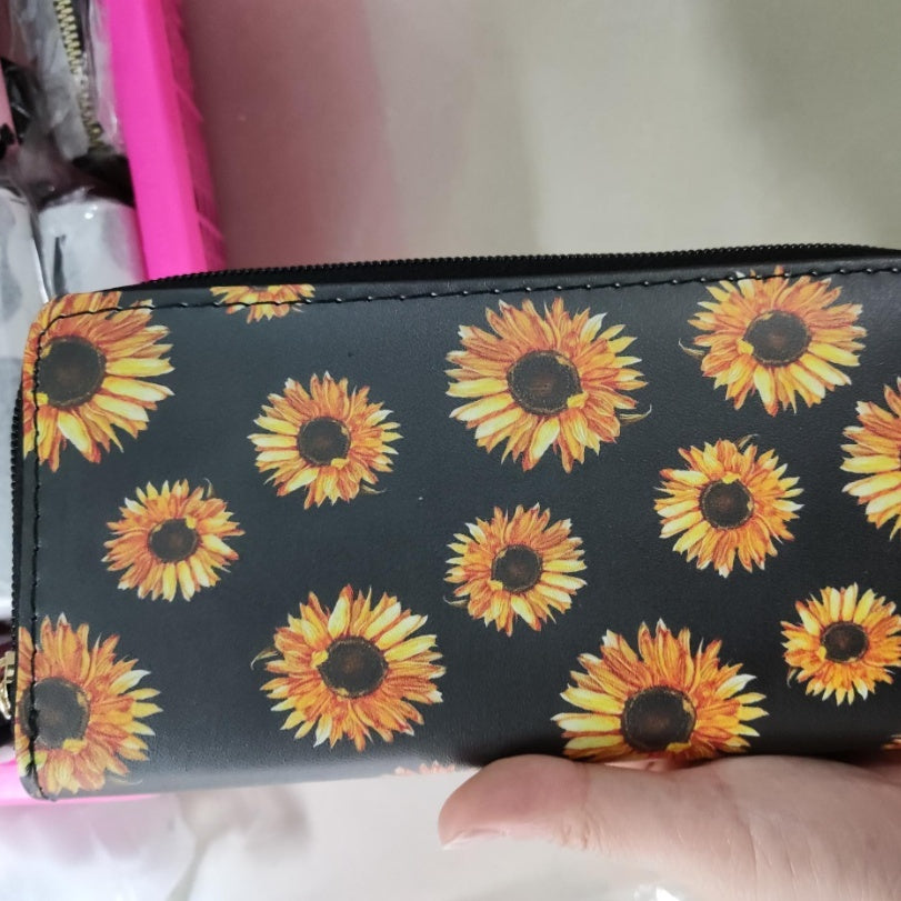 womens wallet sunflower print