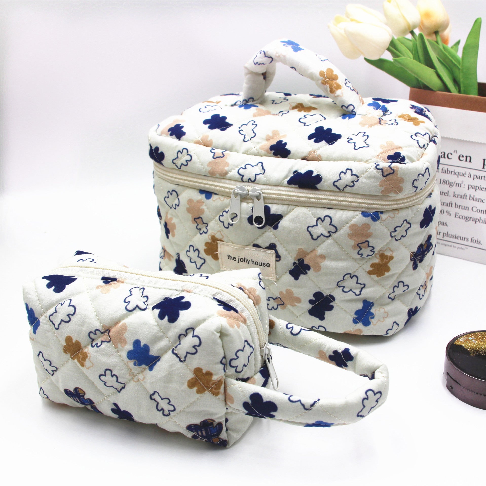 womens fashion personalized flower cosmetic bag