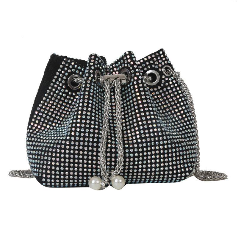 diamond drawstring high grade chain crossbody bag