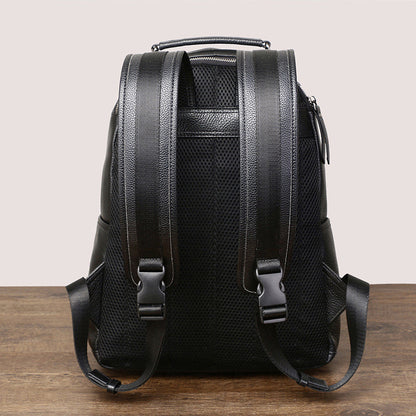 color contrast casual mens travel leather backpack