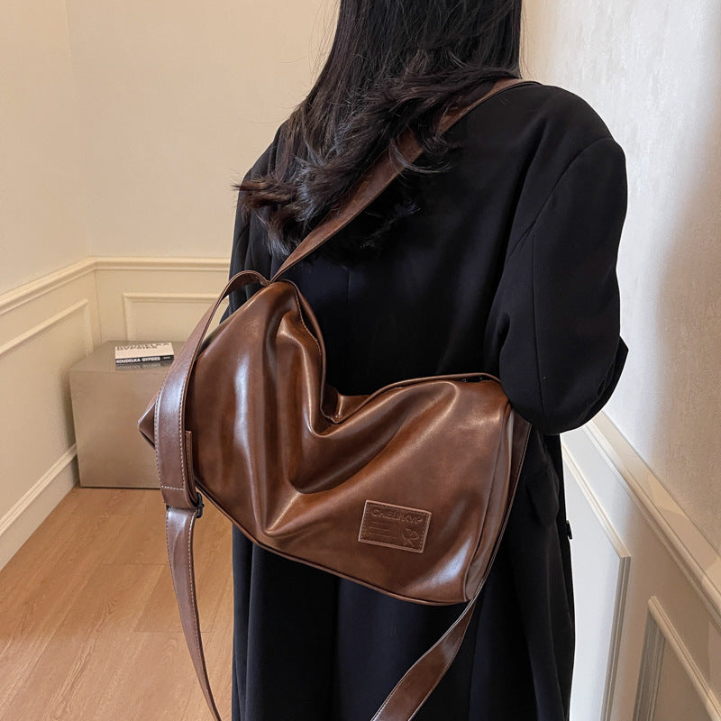 womens soft surface trendy textured one shoulder bag large capacity