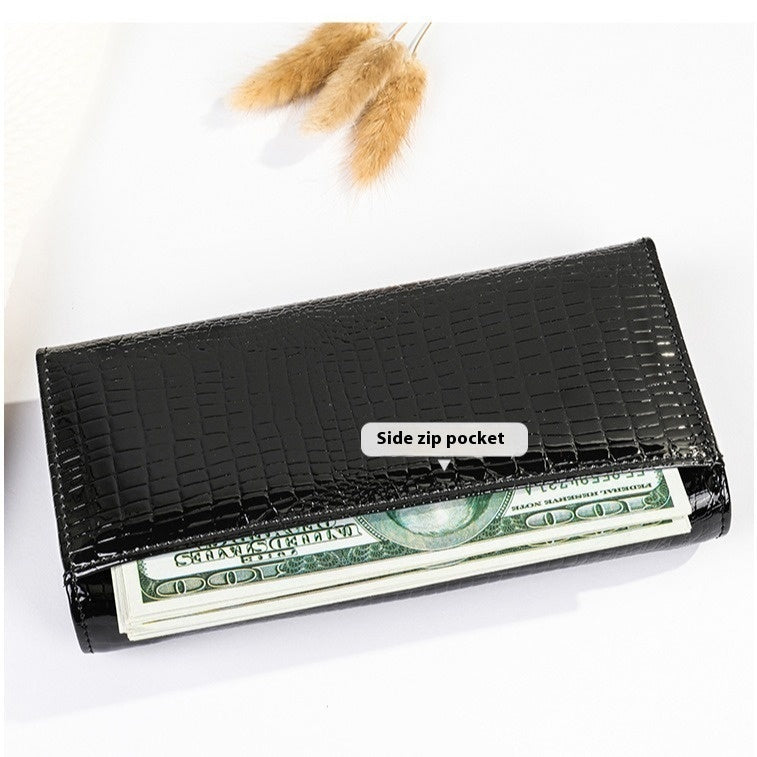 womens long genuine leather cowhide wallet