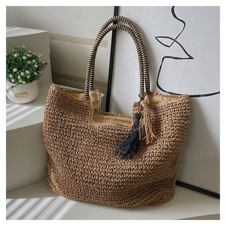 winter fashion straw casual tote bag