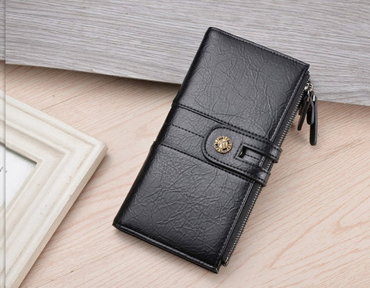 mens wallet pu long wallet retro hand phone bag buckle