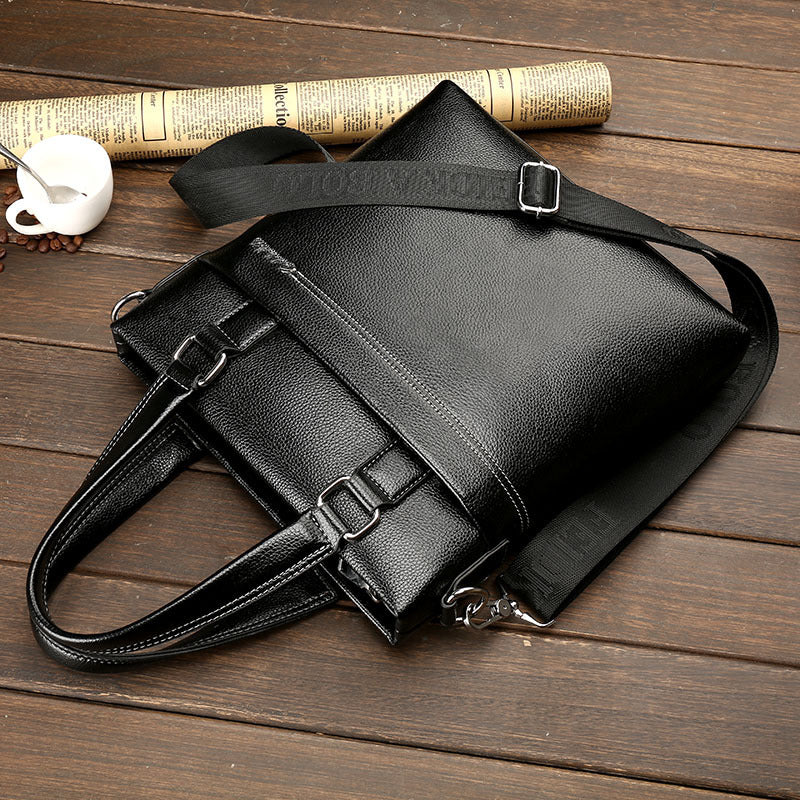 leather computer leisure bag with one shoulder