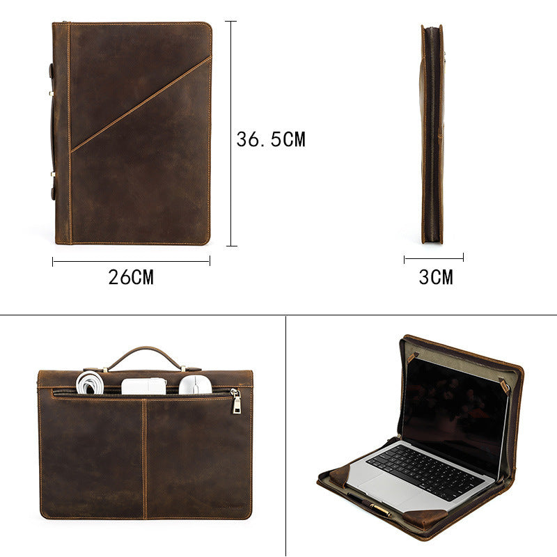 14 2 inch genuine leather protective case laptop handbag