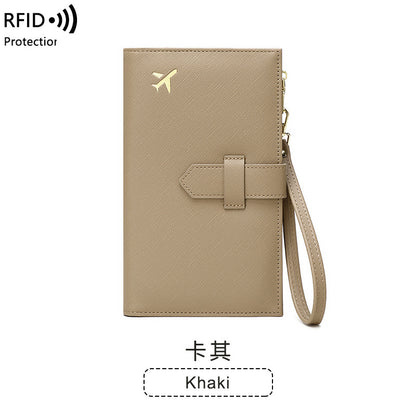 rfid anti magnetic passport holder multifunctional long ladies wallet