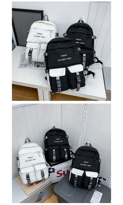 backpack female new korean style fashion brand college style schoolbag male college student leisure simple backpack