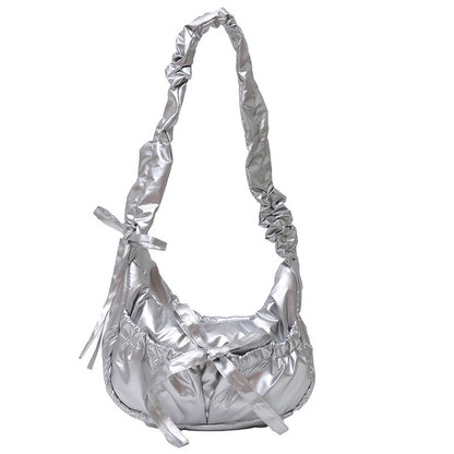 Temperament Wild Nylon Pleated Bow Girls' One-shoulder Bag