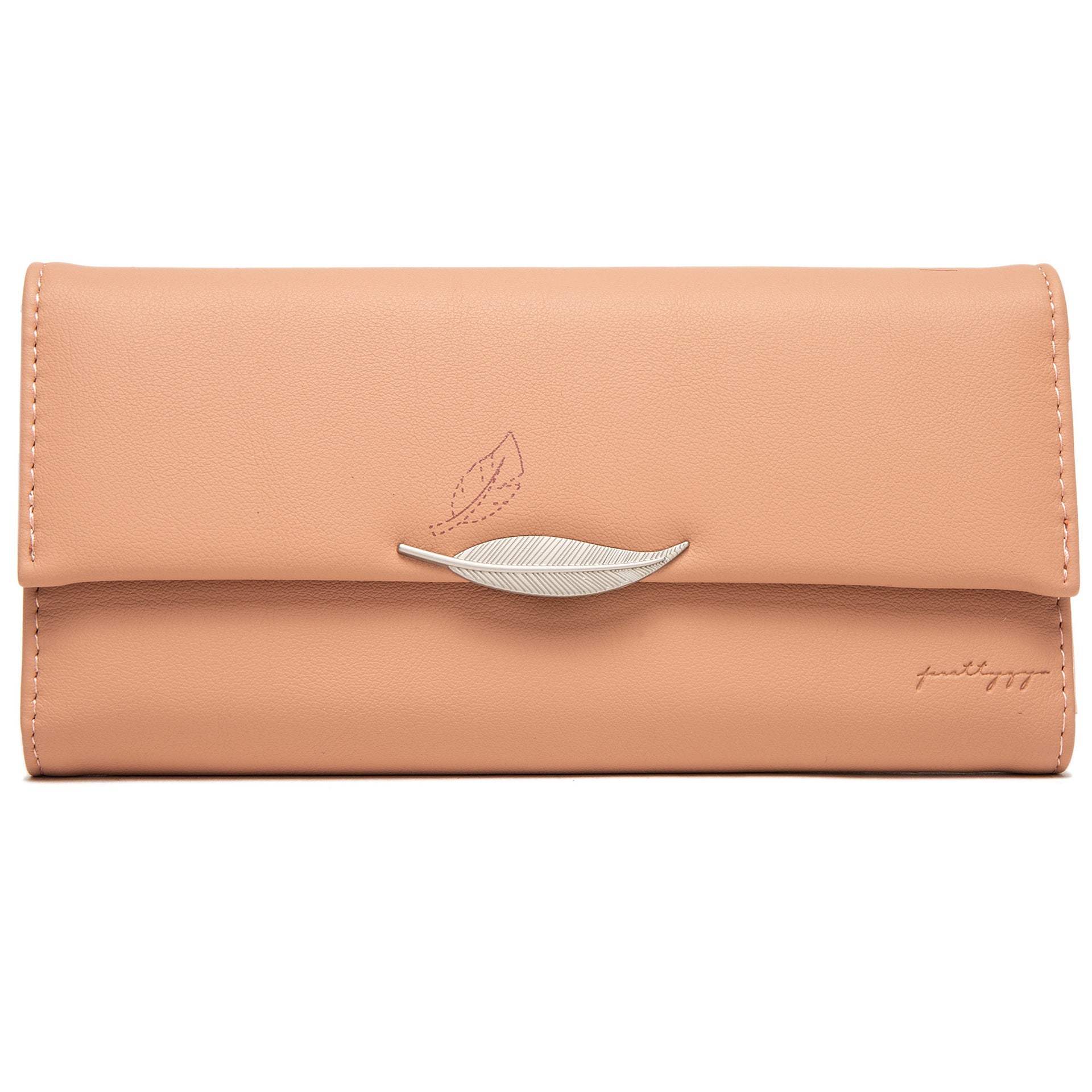 hipster style leaf buckle simple long wallet ladies