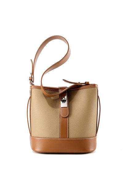 top layer cowhide bucket bag all match genuine leather womens messenger bag