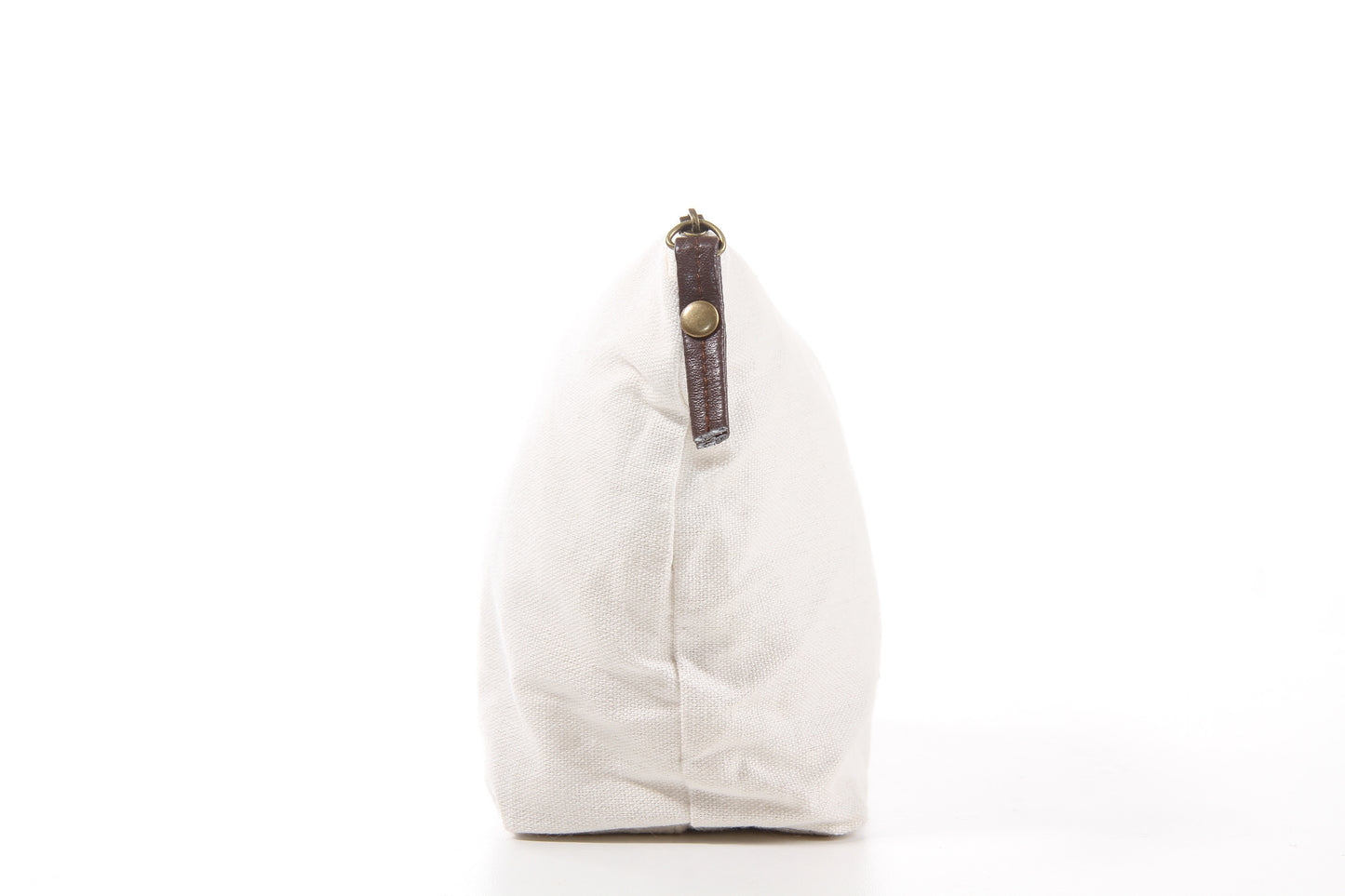 white cotton canvas cosmetic bag