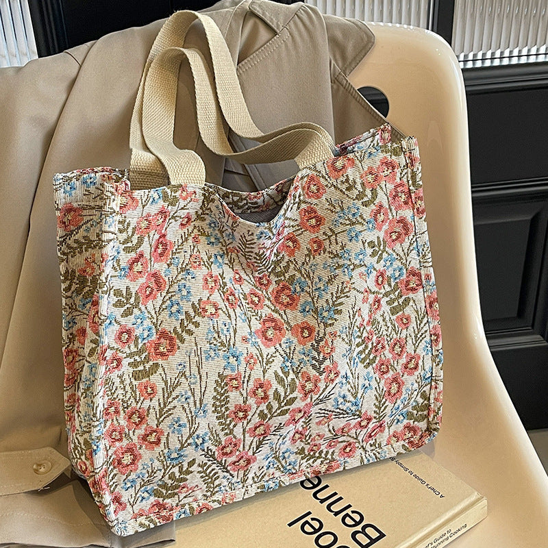 flowers canvas handbag fashion large capacity shoulder bags for women