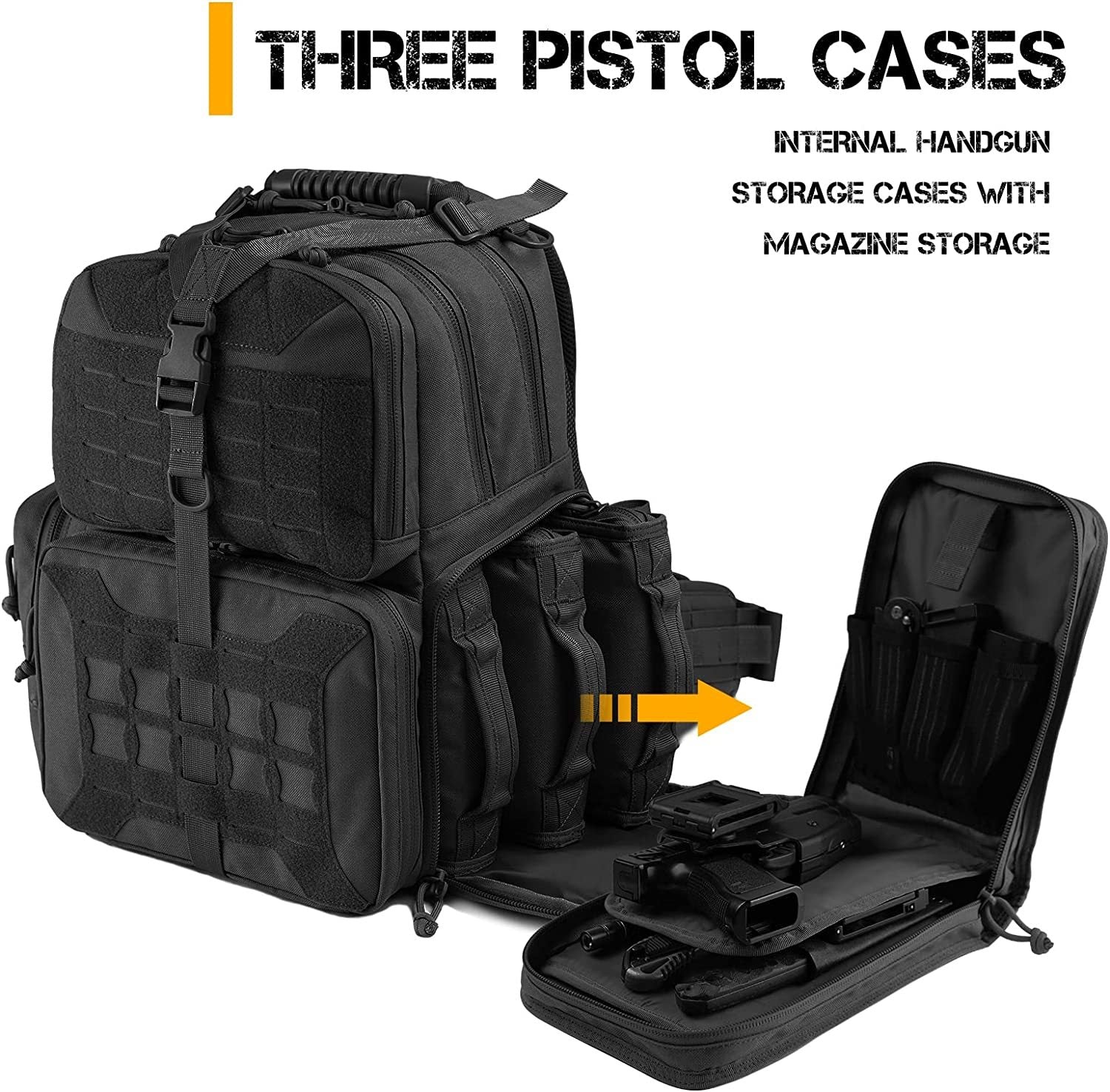 tactical range backpack bag votagoo range activity bag for handgun and ammo 3 pistol carrying case for hunting shooting