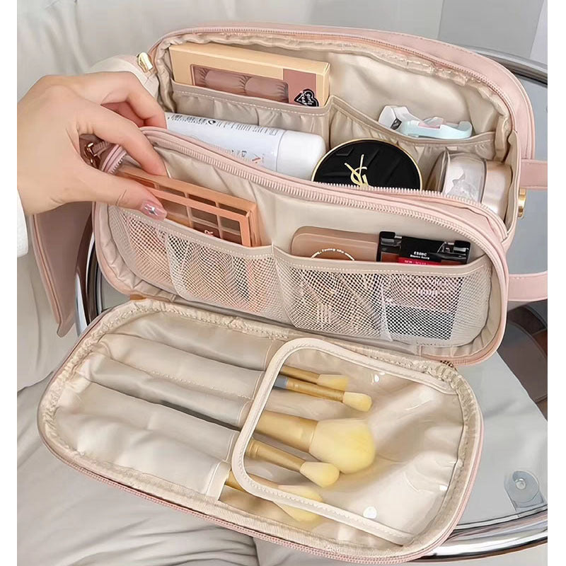 cosmetic bag large capacity travel double zipper wash bag