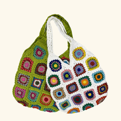 Ethnic Style Mixed Color Flowers Print One Shoulder Tote