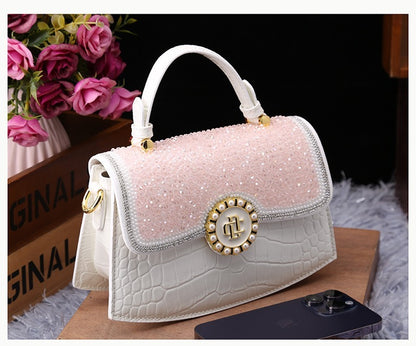 fashion new patent leather diamond portable shoulder bag