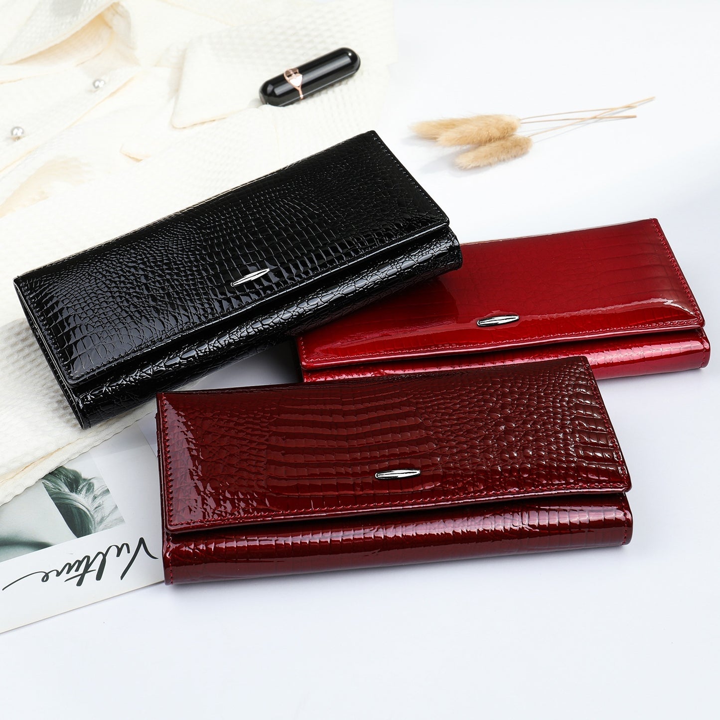 womens long genuine leather cowhide wallet