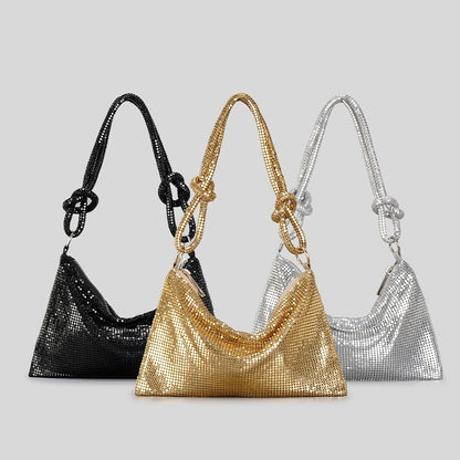 aluminum sheet underarm womens bag fashion high sense metal sequins