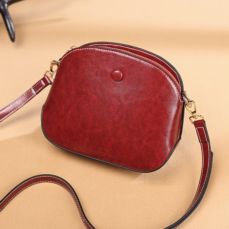 niche female leather one shoulder crossbody bag