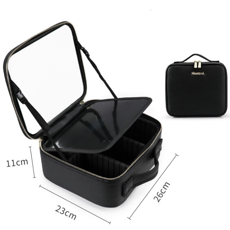 smart led cosmetic case with mirror cosmetic bag large capacity fashion portable storage bag travel makeup bags