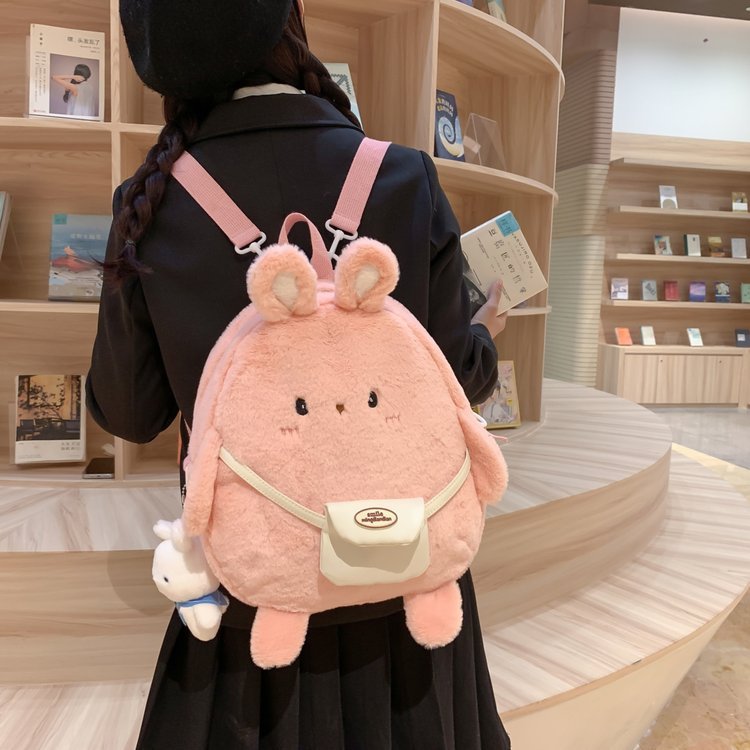 female large capacity cute plush rabbit backpack