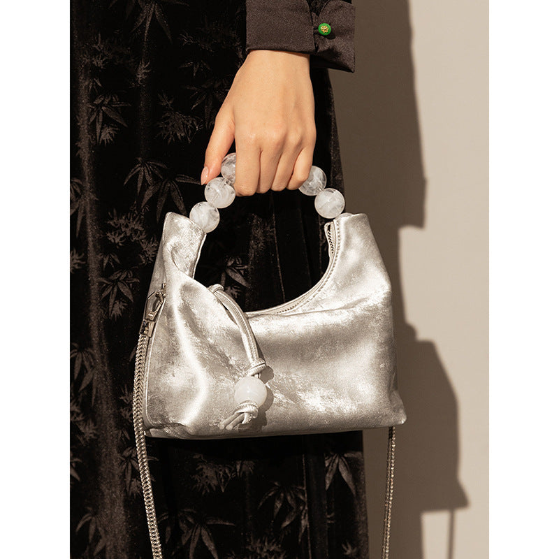 niche shoulder pearl chain crossbody handbag